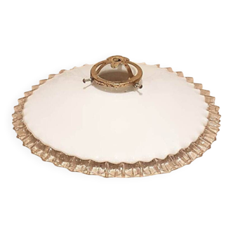 Vintage lampshade for pendant light in white opaline