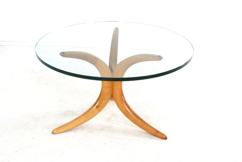 Alma möbel coffee table with boomerang legs and glass top
