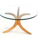Alma möbel coffee table with boomerang legs and glass top