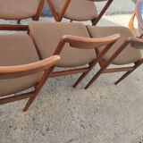 Series of 6 teak chairs around 1960