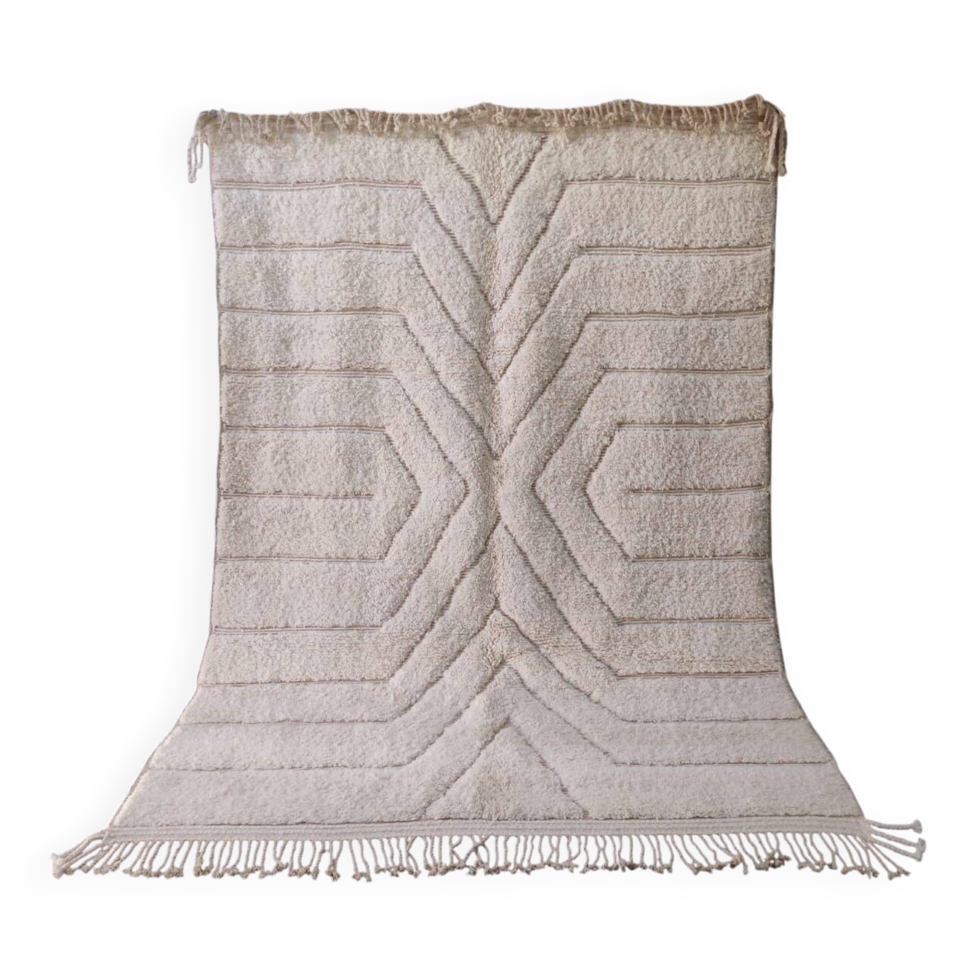 Large Sculpted Beni Ourain Rug with Geometric Design 300x200cm