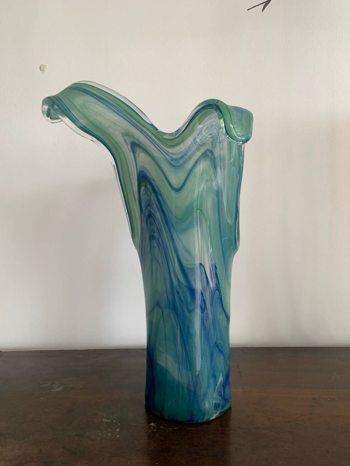 Vase vintage en verre de Murano bleu