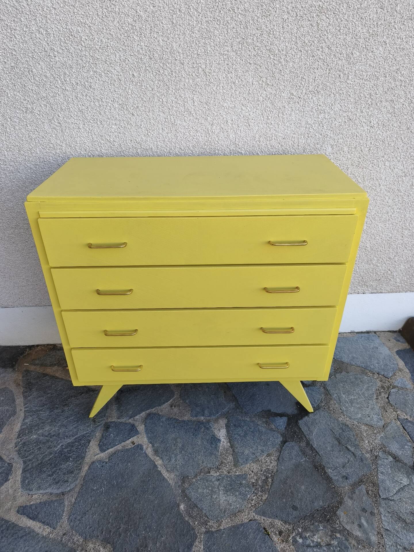 Vintage Scandinavian yellow chest of drawers