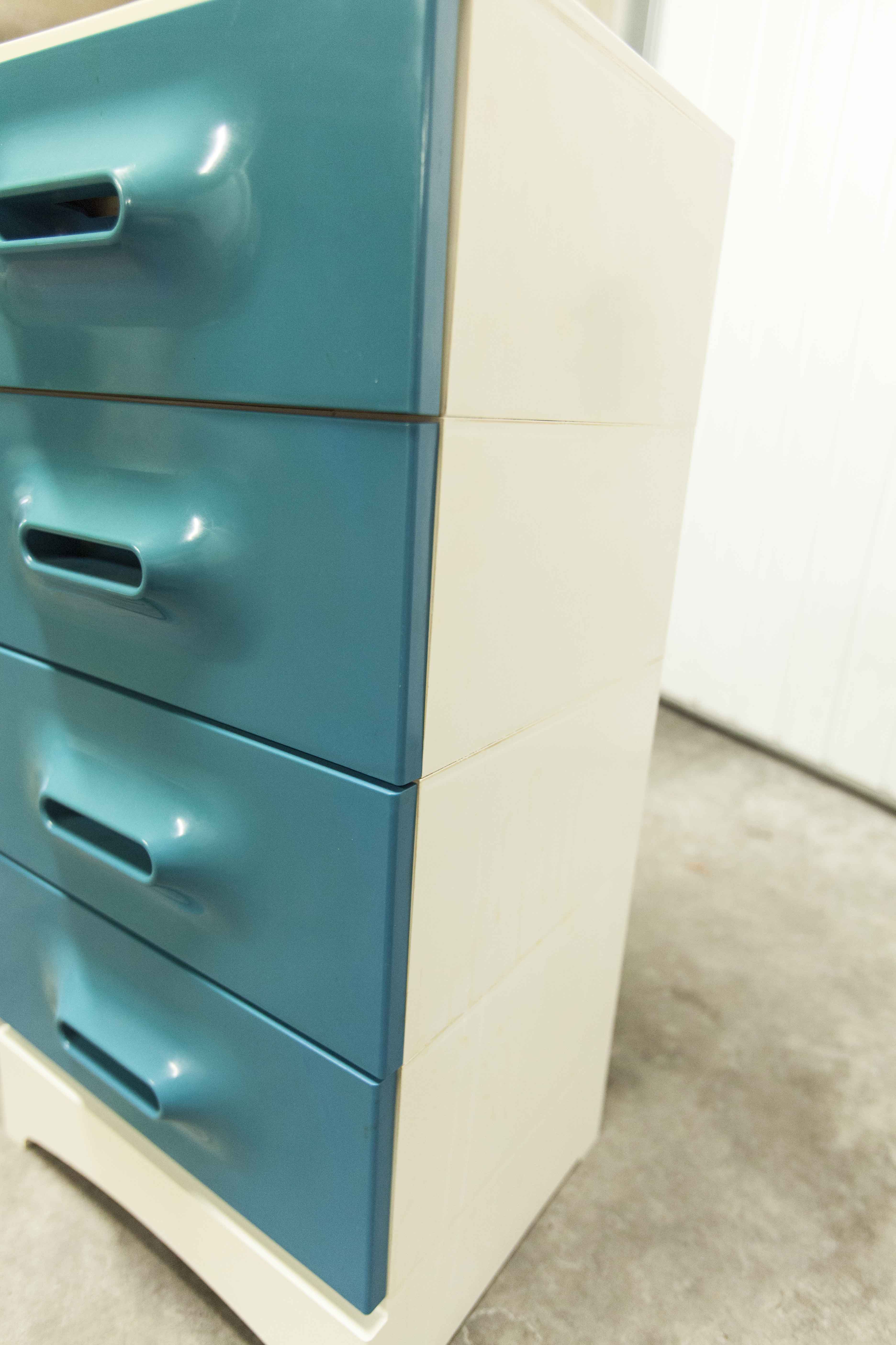 Commode vintage bleu canard 1970