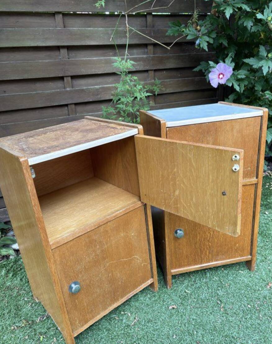 2 beautiful vintage wooden bedside tables