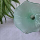 Green and white glass paste single flower vase