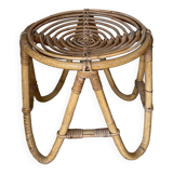 Tabouret vintage en rotin arqué. 1970.