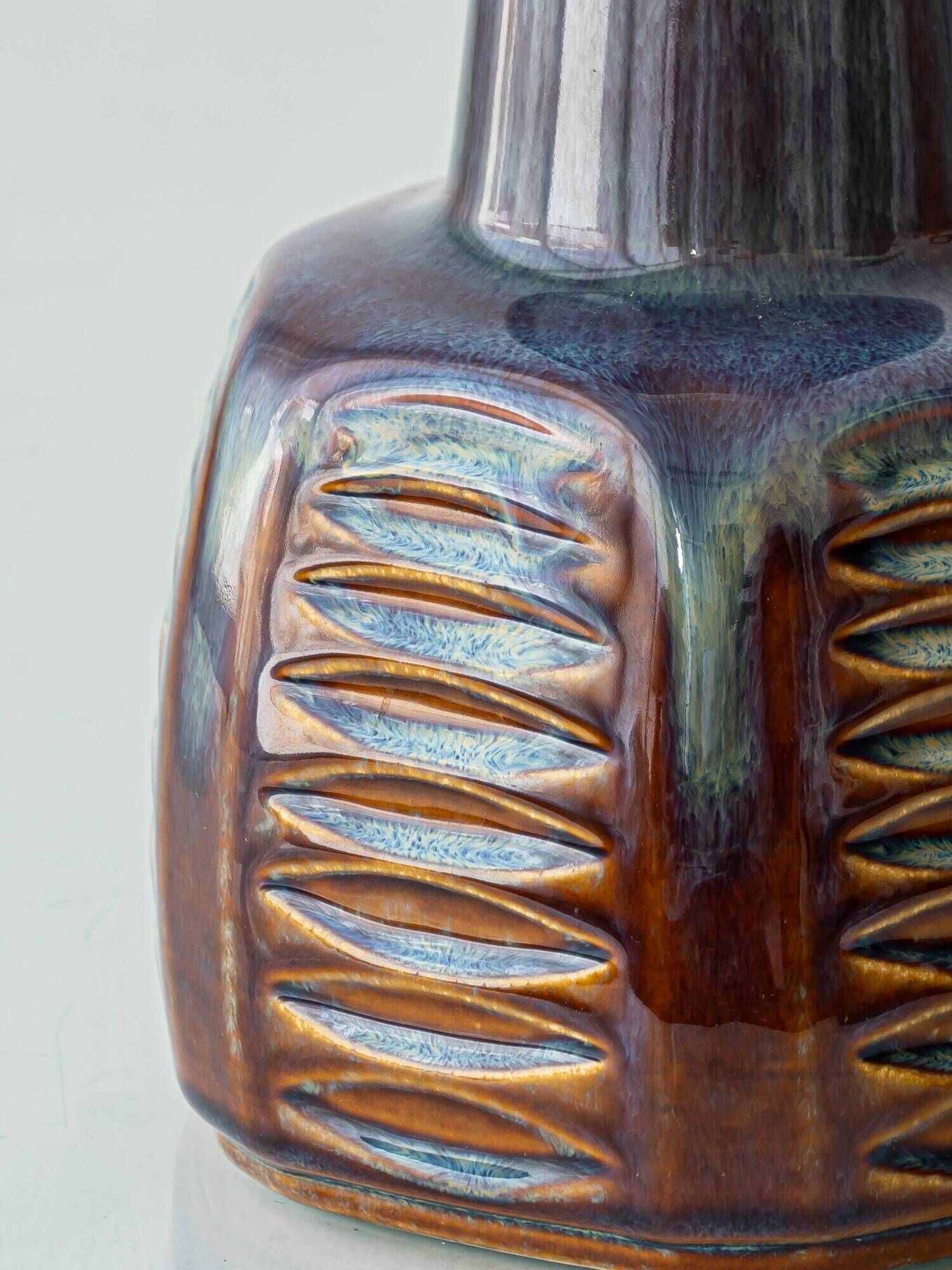 Søholm Danish Modern Stoneware Table Lamp, Brown and Blue Glaze, New Shade