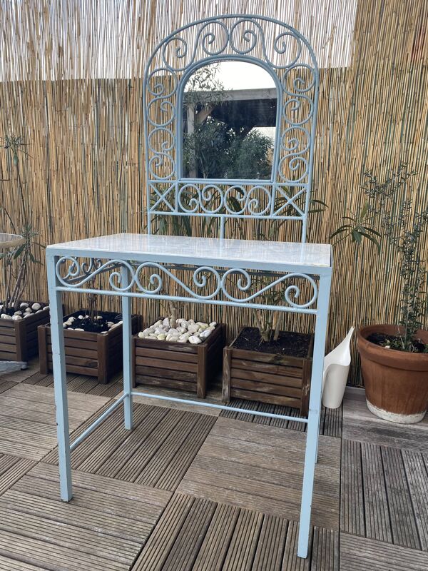 Coiffeuse vintage marbre et miroir