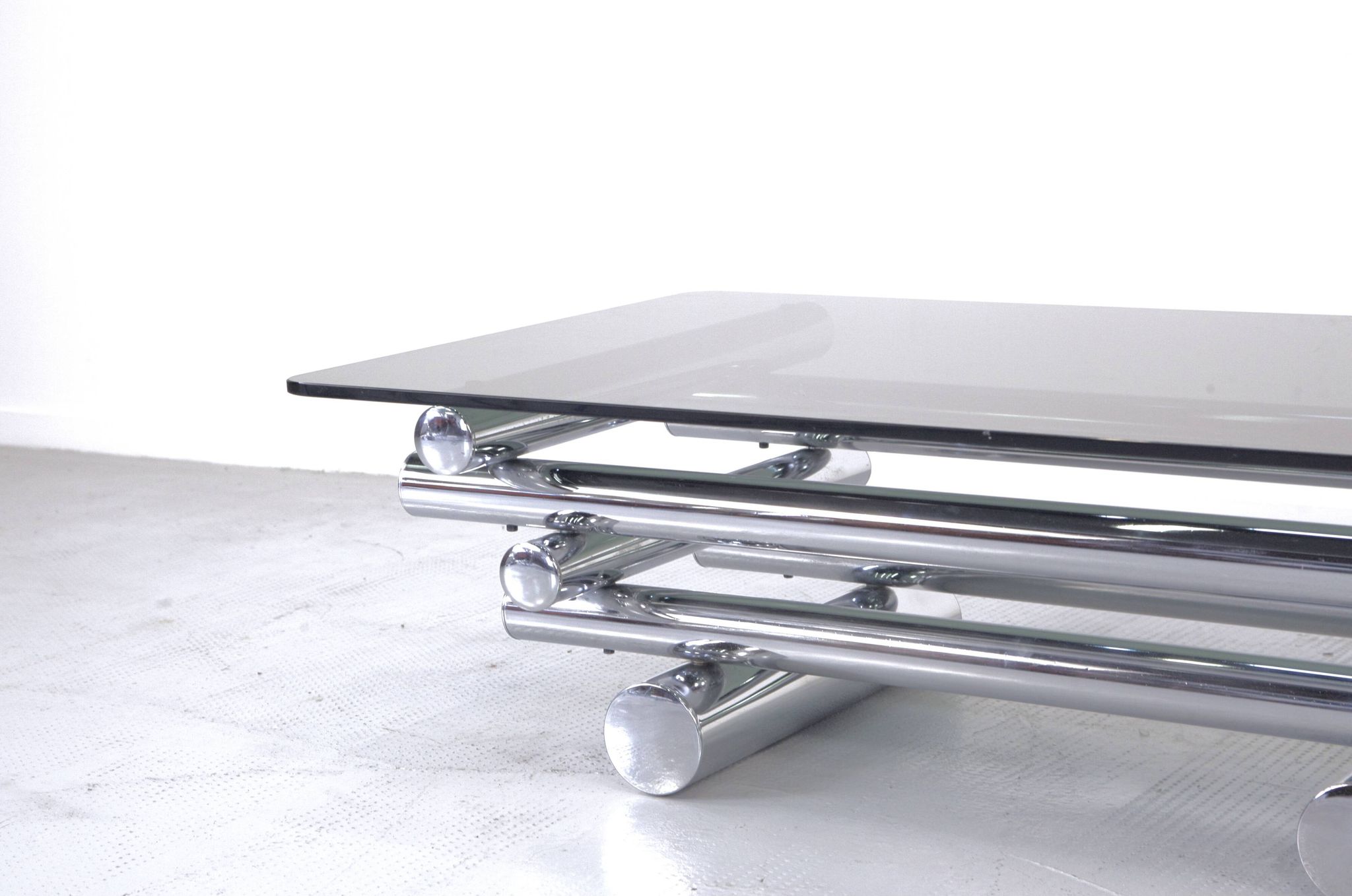 Midcentury 1970s Italian Stacked Chrome Coffee Table
