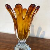 Chalice vase in amber glass