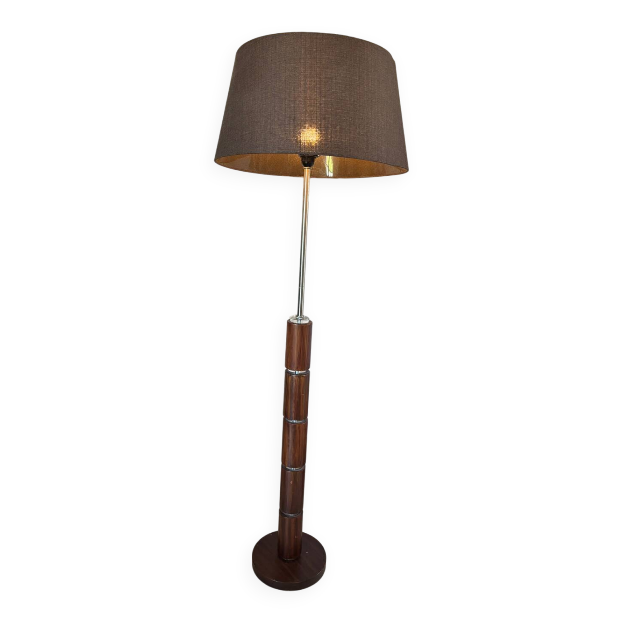Metal and wood floor lamp