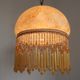 Mid Century Amber Mottled Glass Ceiling Light with Beaded Glass Fringe