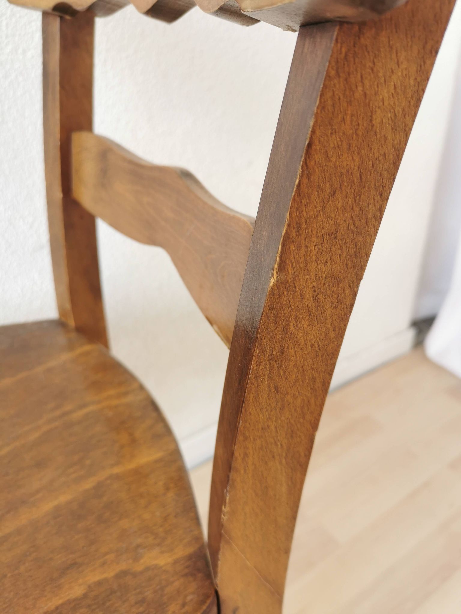 Vintage Wooden Dining Chair: Tyrolean Farmhouse Bistro, 1970s
