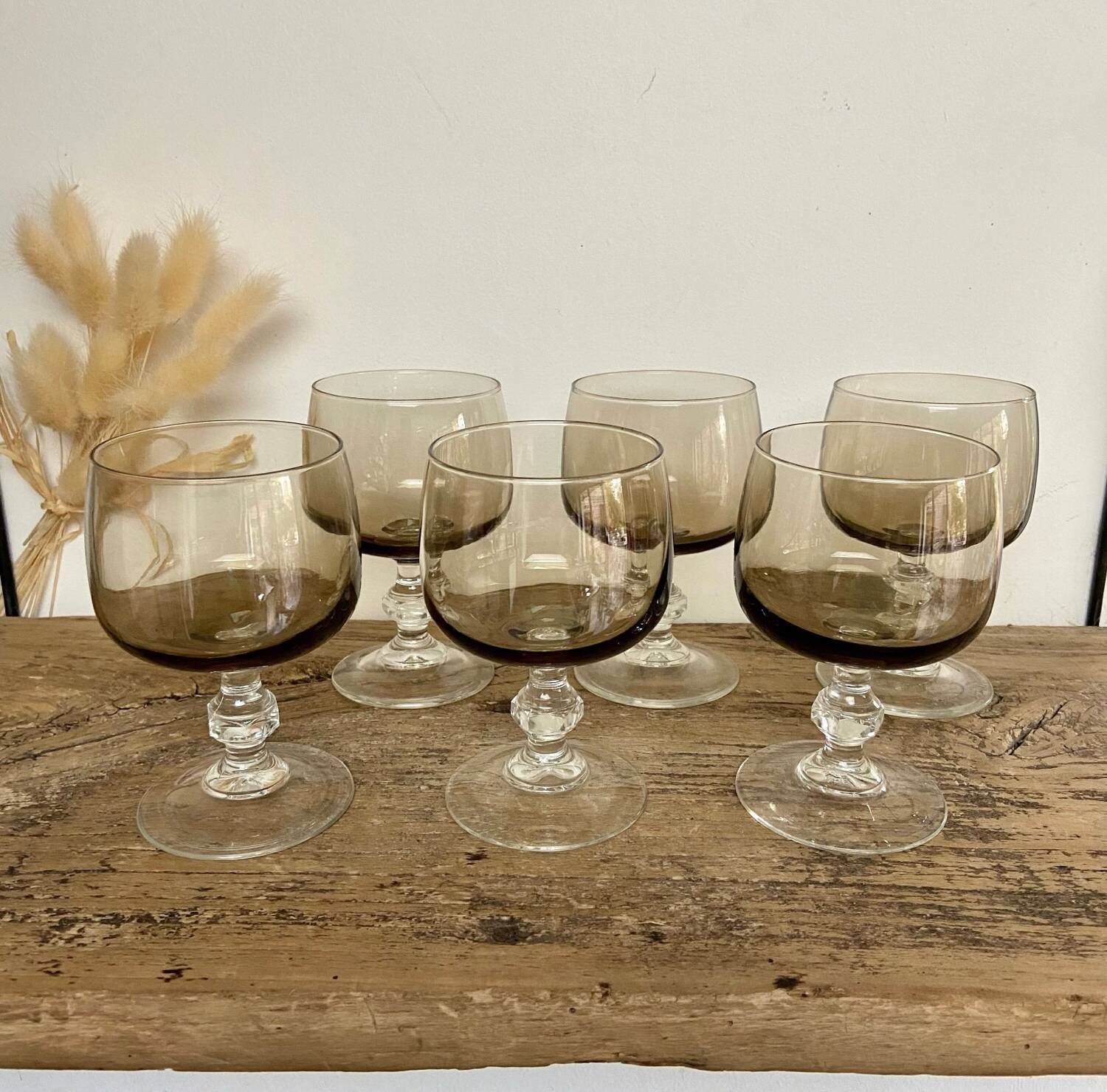 6 smoked glasses