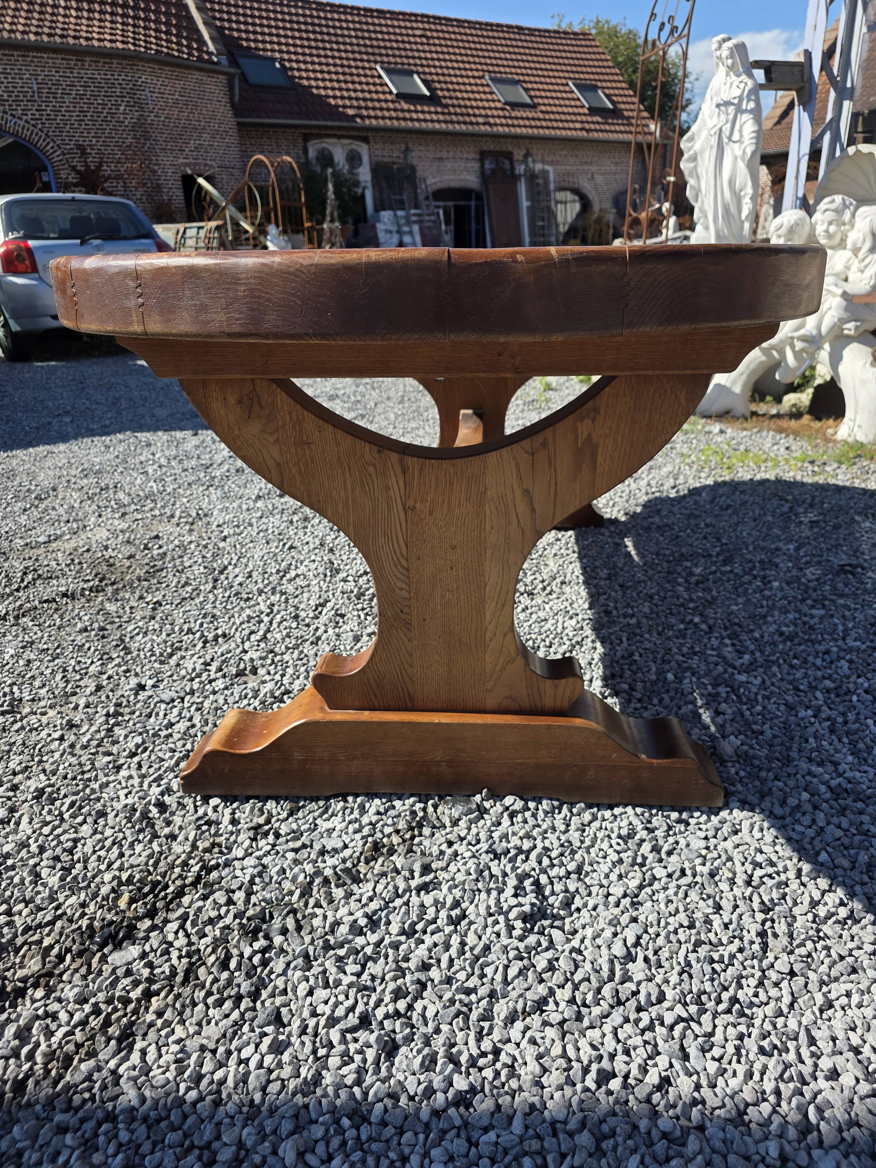 Solid oak farmhouse table, 220×90cm