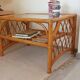 Rattan coffee table and vintage glass