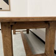 Large solid oak farm table with its extensions, 1950s