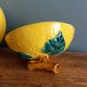 Sugar bowl candy dish box lemon in slipware