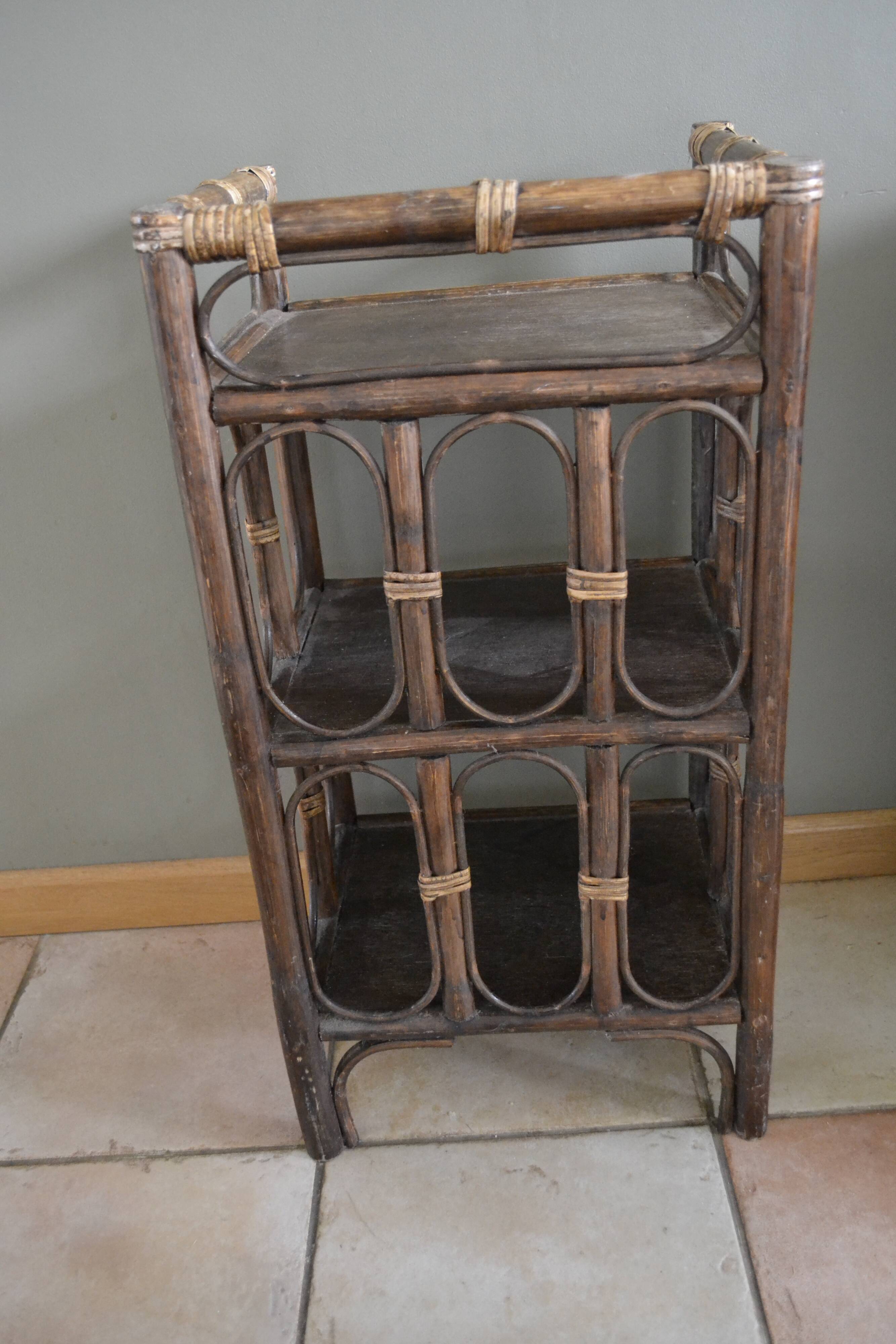 Brown rattan shelf