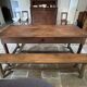 Table de ferme en chêne et 2 bancs, 18ème siècle