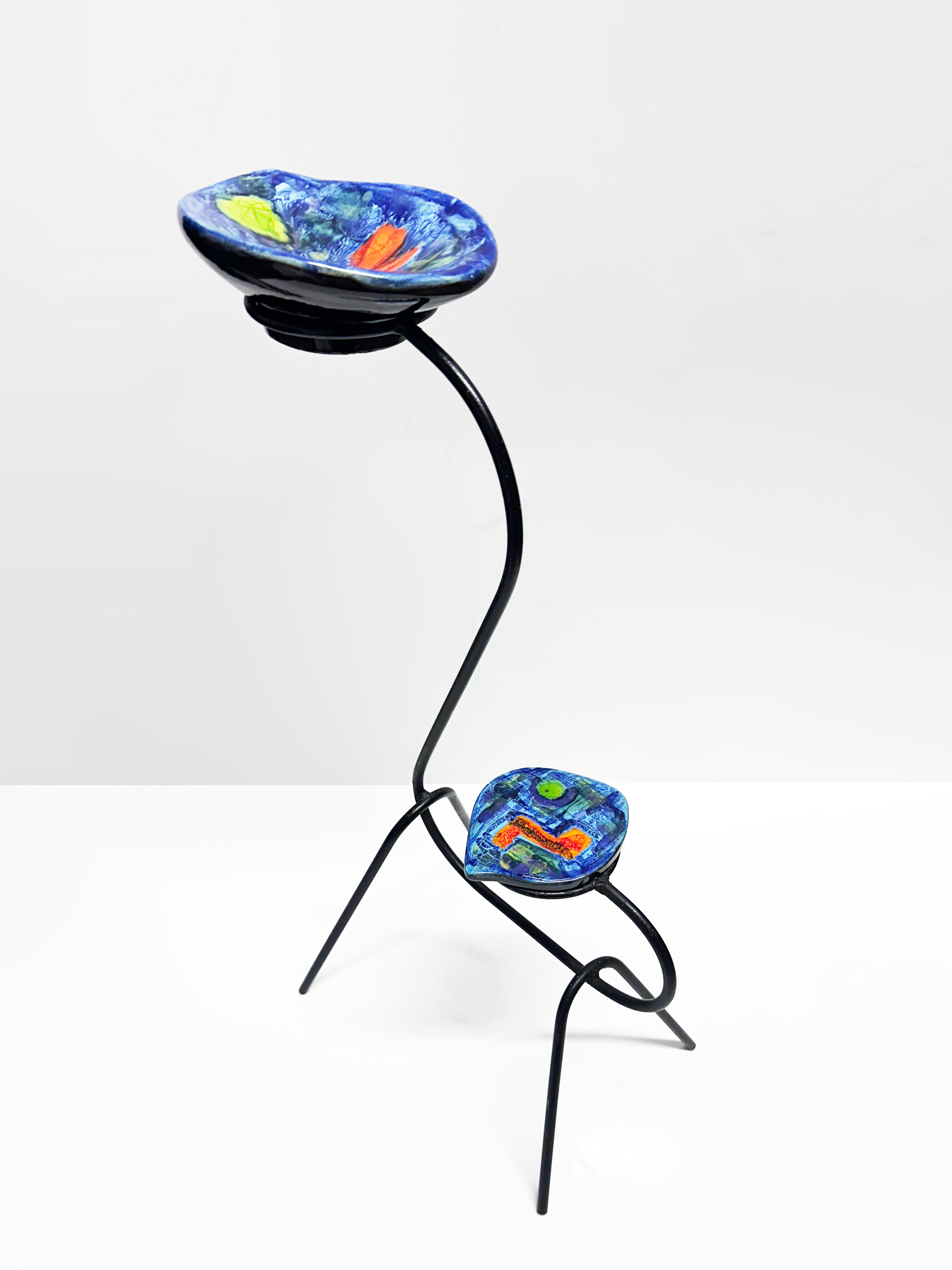 Animal-shaped pocket table in wrought iron and ceramic. France, 1960s.