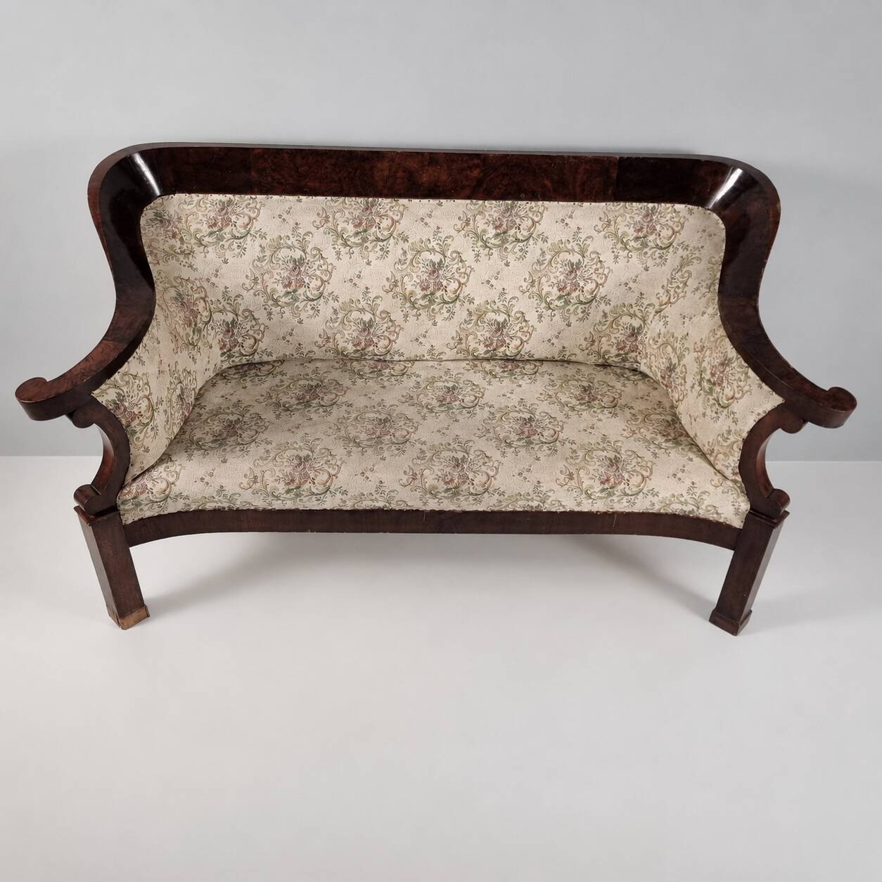 Biedermeier Walnut Veneer Sofa