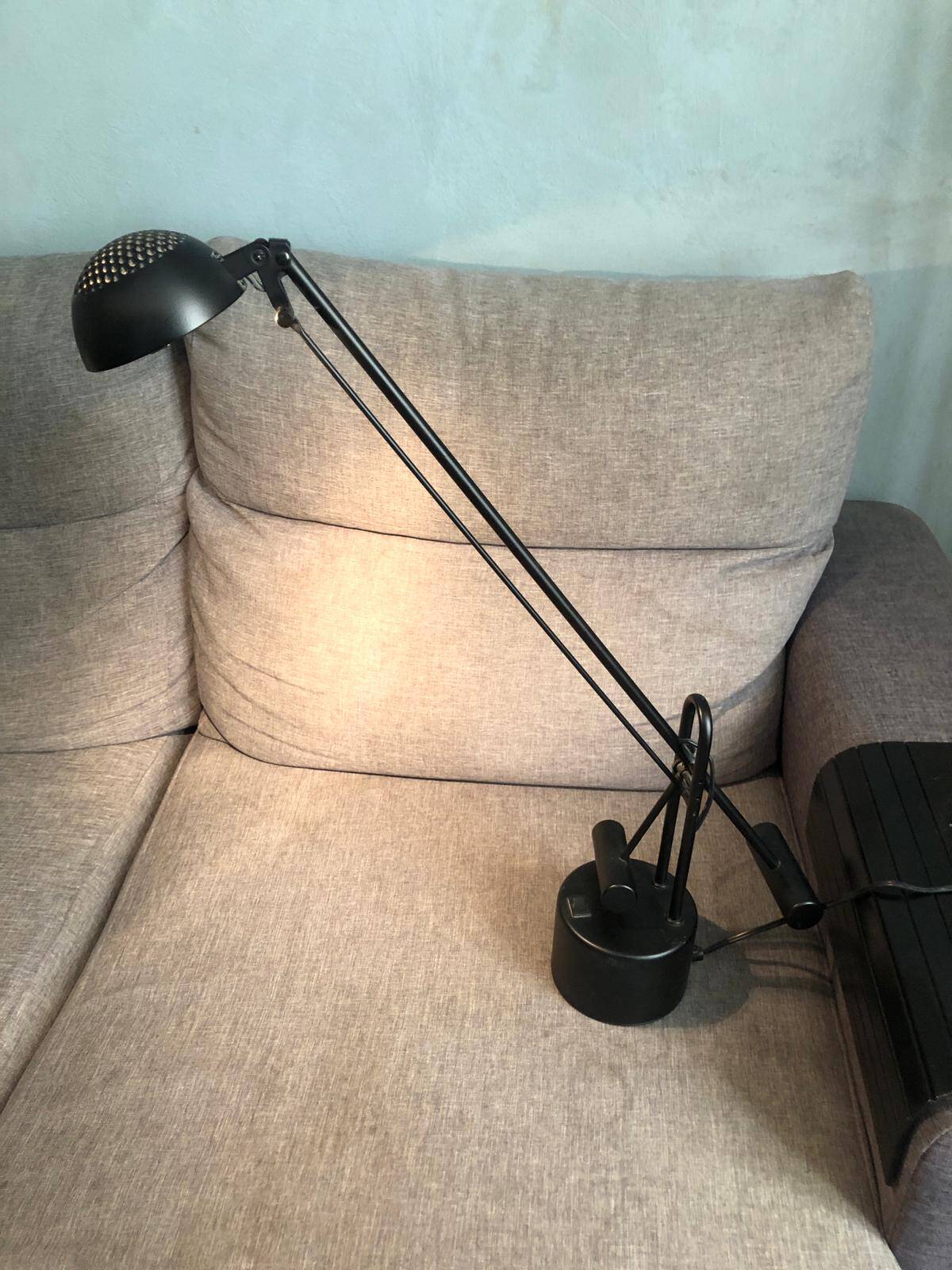 Lampe architecte métal noire vintage à bascule double contrepoids