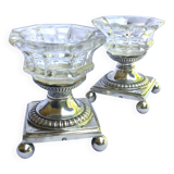 Paire de salières en argent massif. Poinçon vieillard.début XIXe