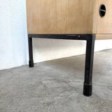 Three-drawer commode ARP — Minvielle, oak and lacquered metal, France, years