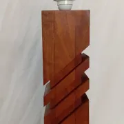 1970s lamp, solid mahogany, graphic design