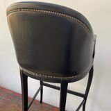 Tall black leather bar chair