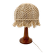 Lampe de table bohème en bois tourné et macramé 1970