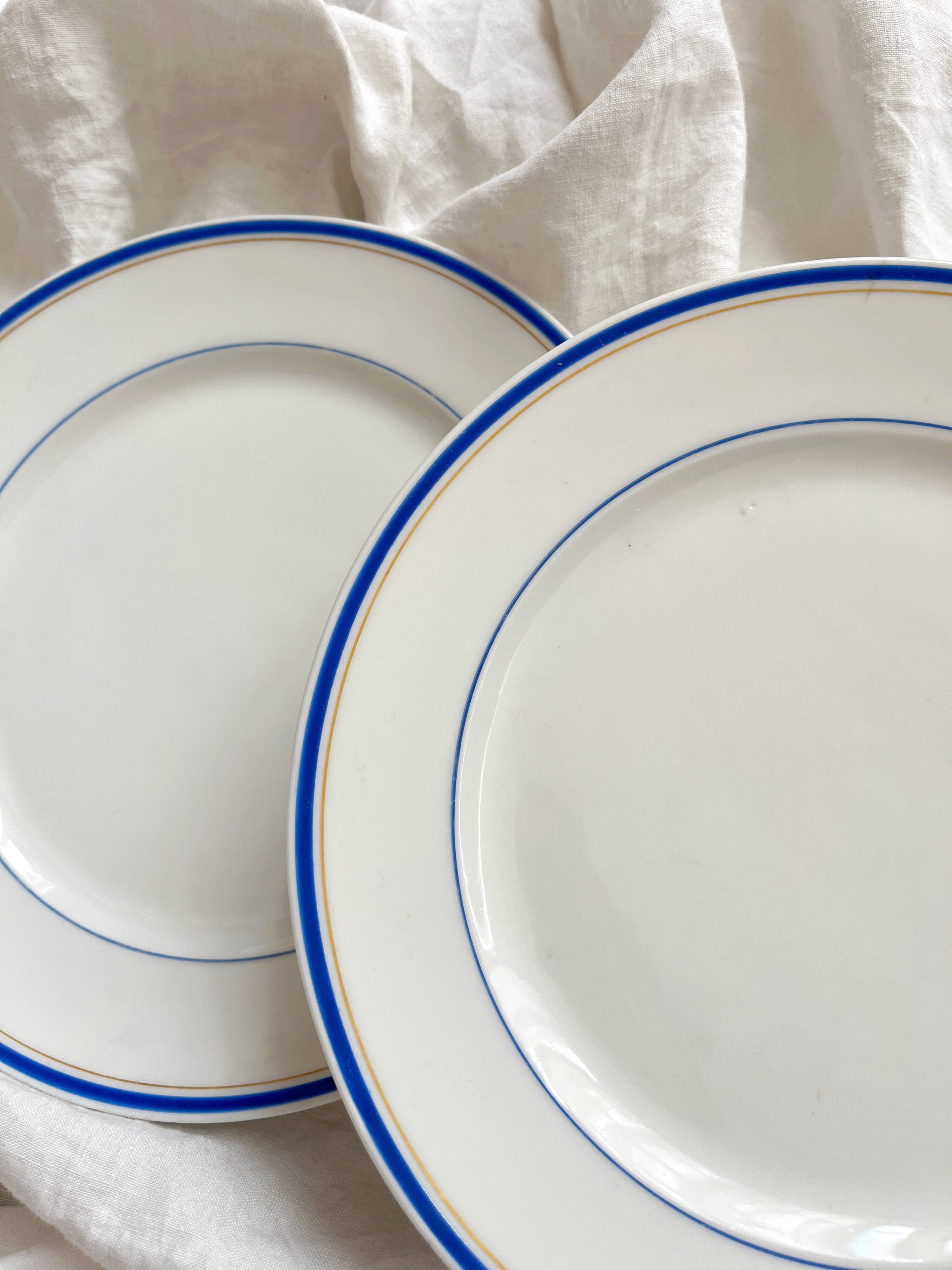 2 antique porcelain dessert plates in the Empire style, 19th century