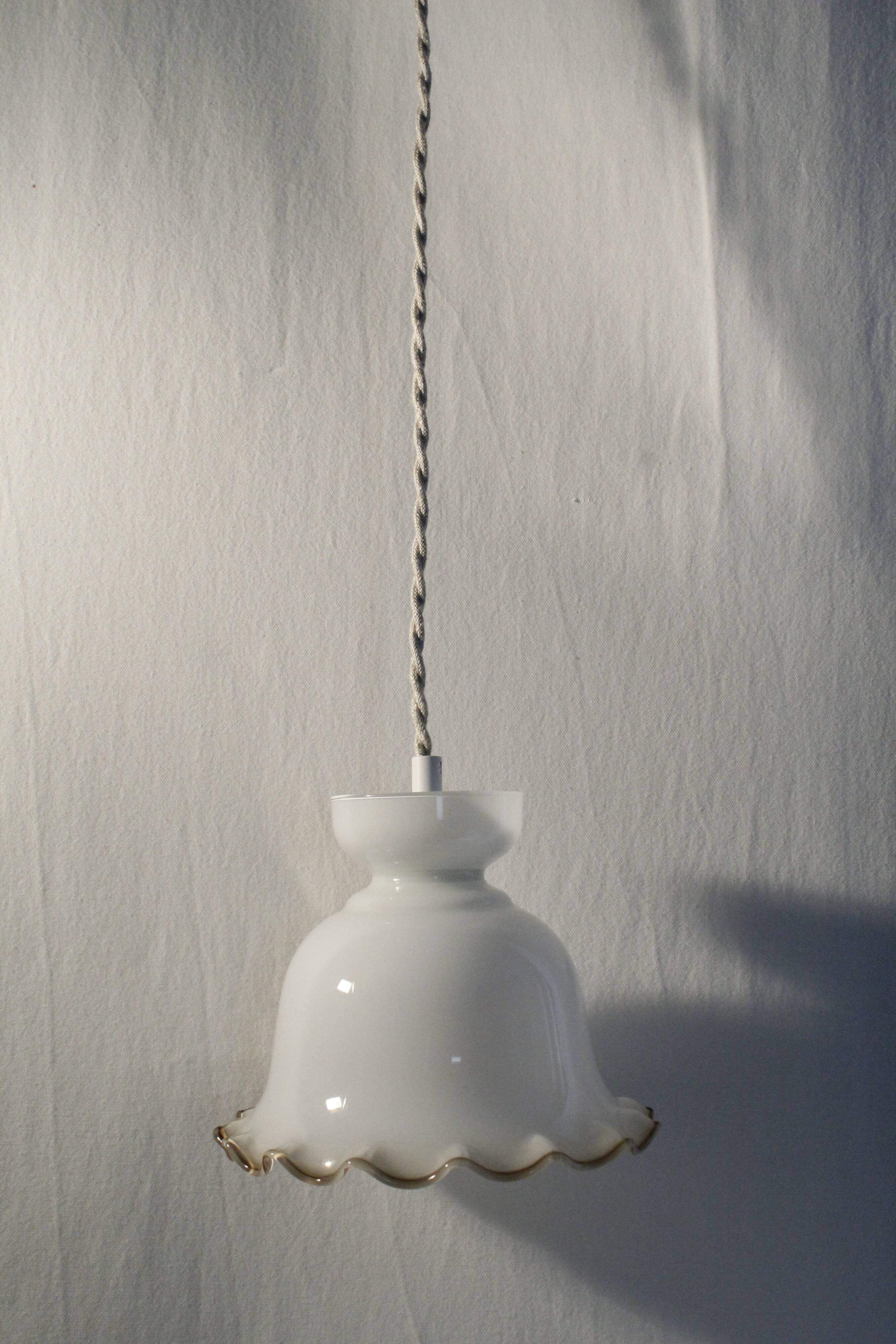 Trio of tulip suspensions in white opaline - electrified to nine