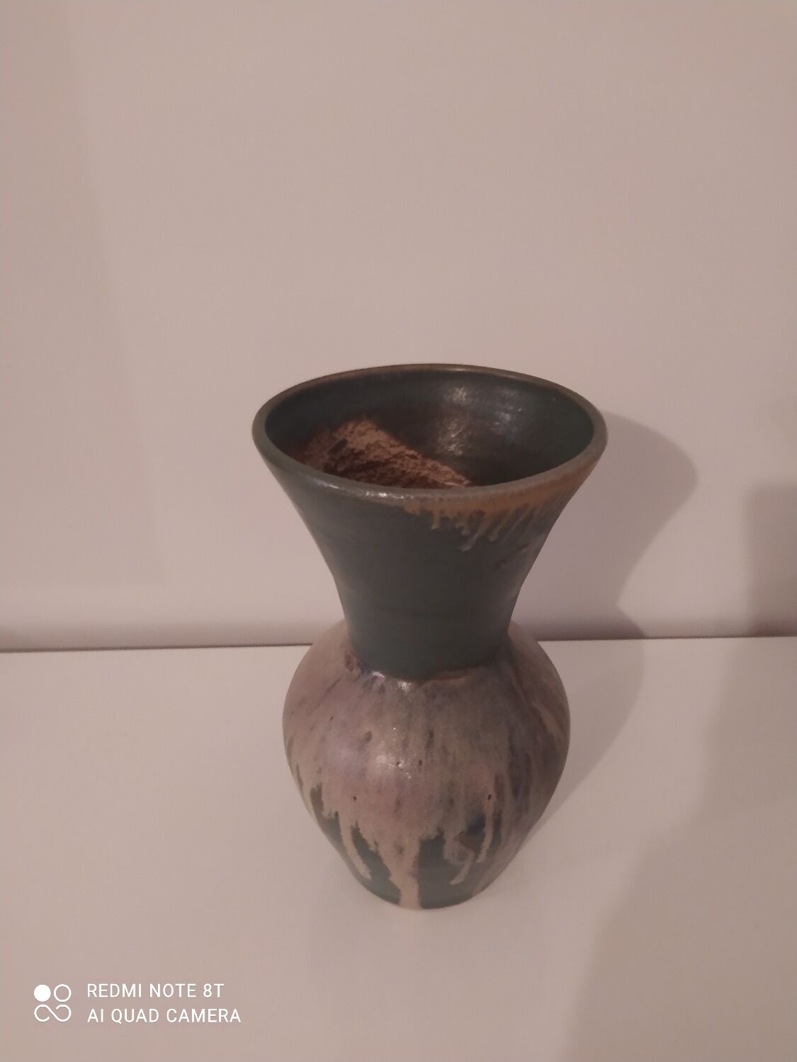 Green stoneware vase