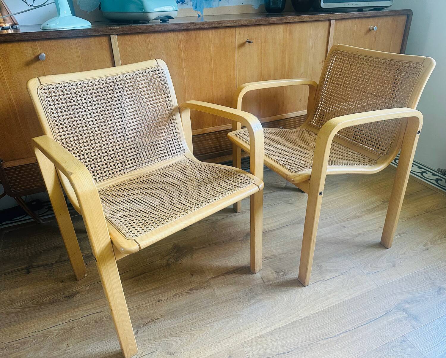 Chaises Olivo Pietro 70' cannage et bois