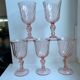 Set of 5 pink wine glasses 50s