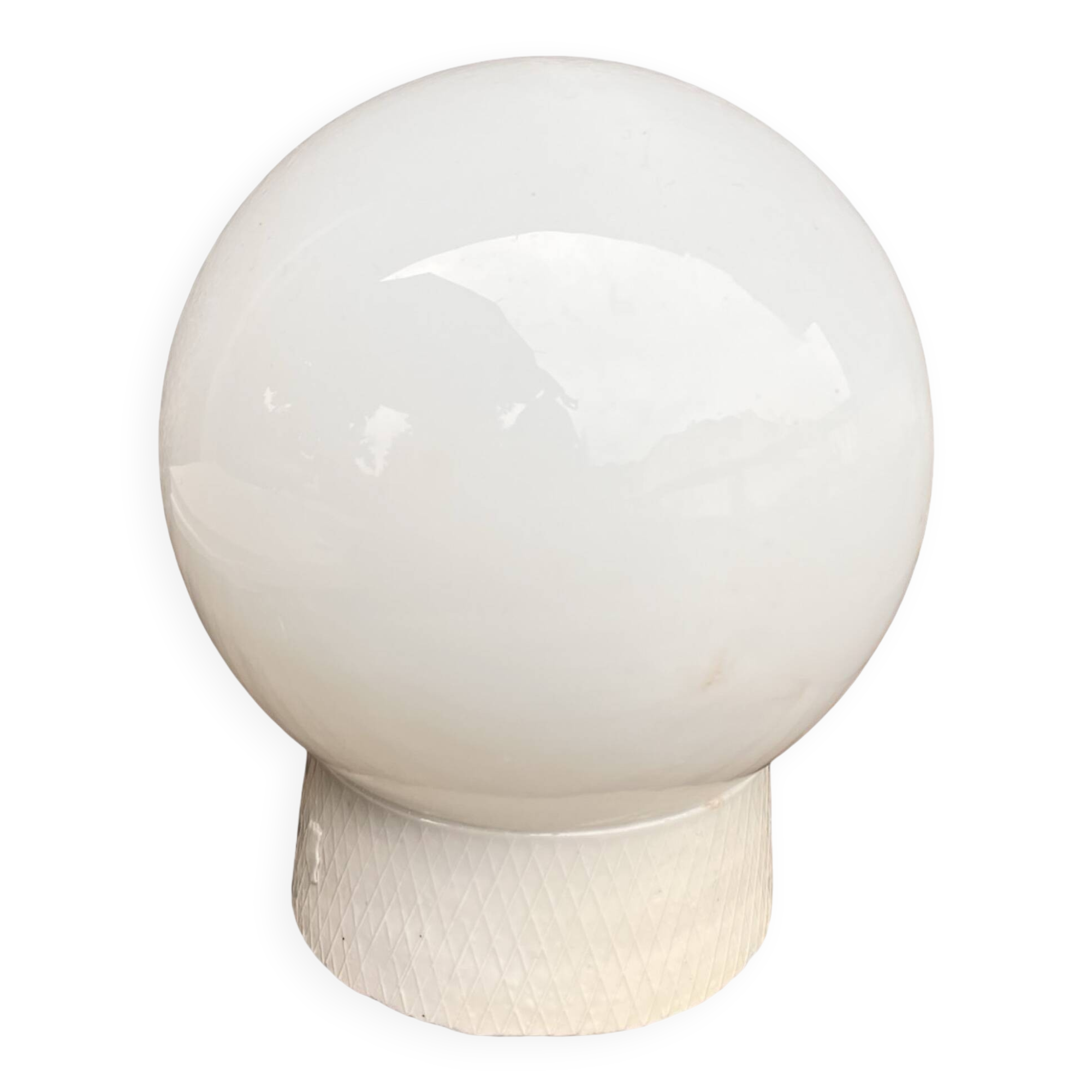 Industrial wall lamp, white, glass, foton, poland, 1960s.