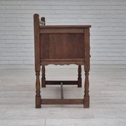 1960s, Danish bench, dark solid oak wood, plywood.