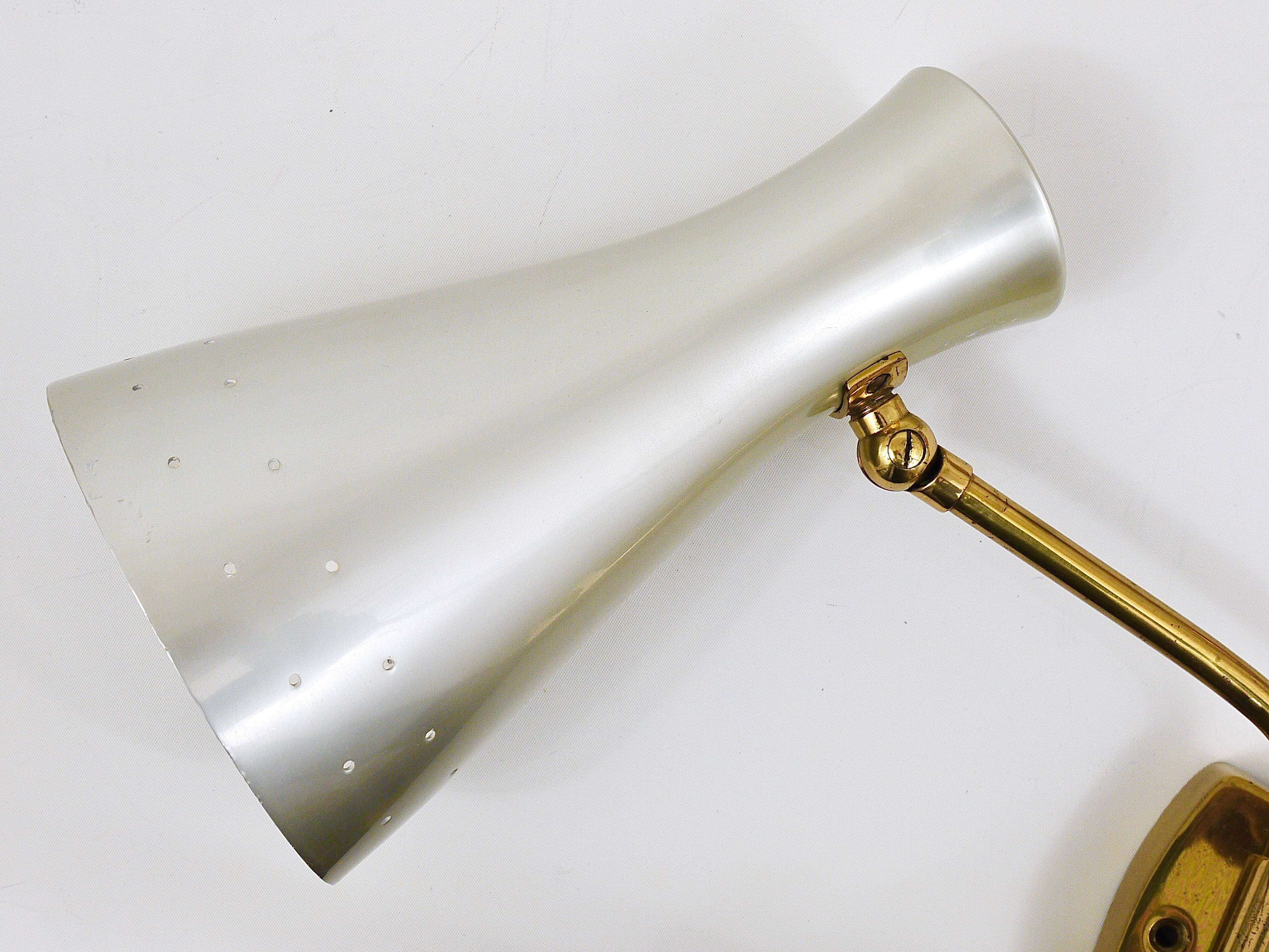 Pair of Articulated Conical Wall Lights in Stilnovo Style, Wall Lamps Italy, 1950s