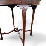 Antique oak side table with lion legs