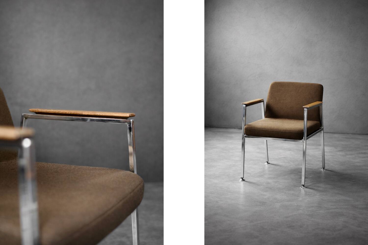 Mid-century modern brown German conference chair, made by Drabert, 1970.