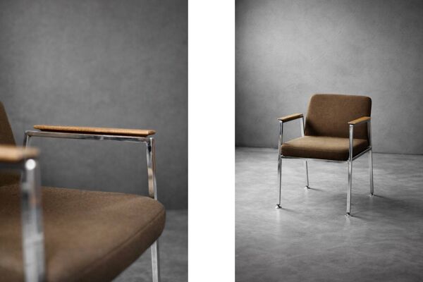 Mid-century modern brown German conference chair, made by Drabert, 1970.
