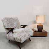 Scandinavian vintage sheepskin armchair