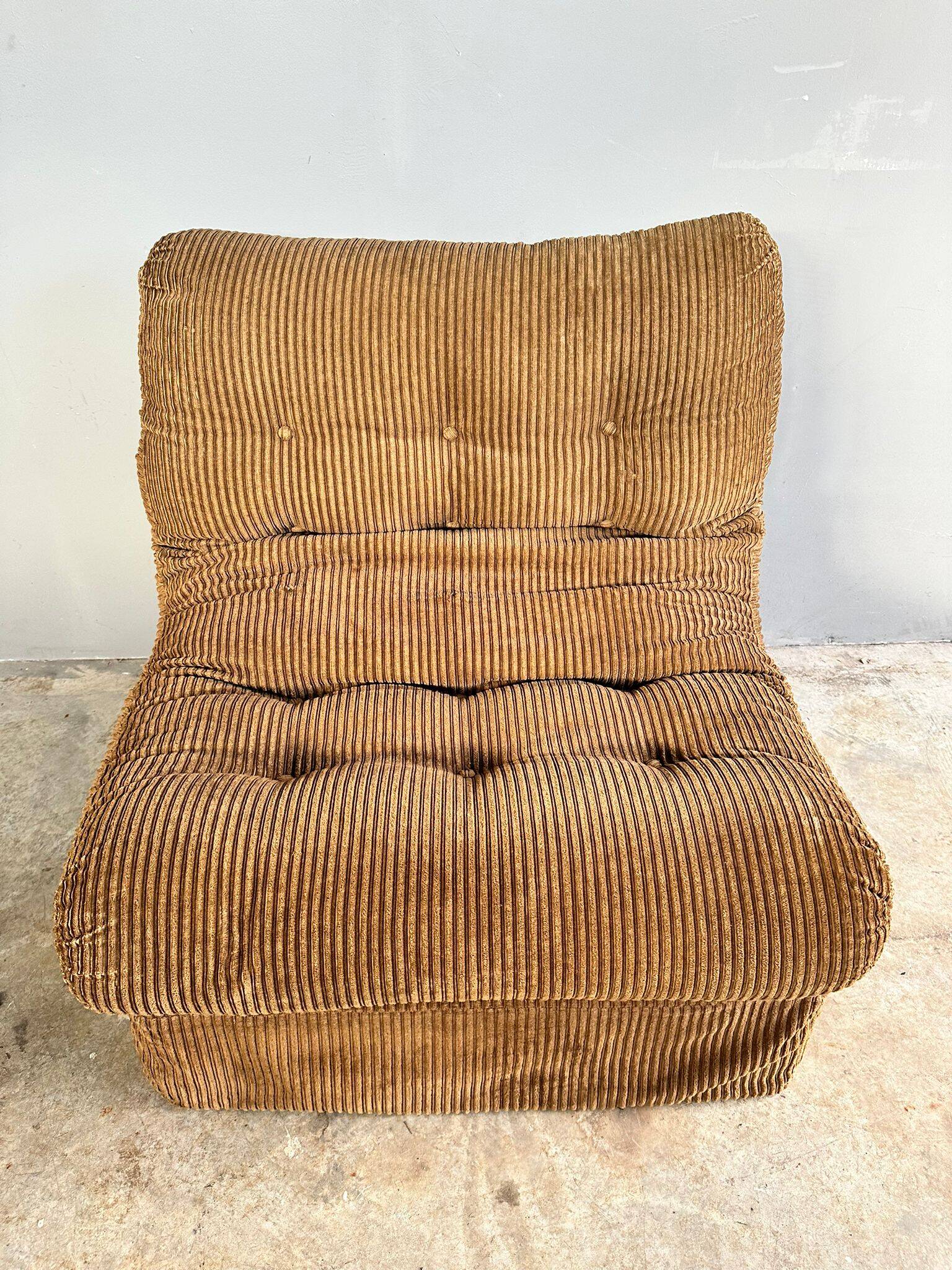 Vintage brown corduroy armchair from the 70s