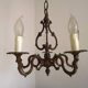 Elegant French Antique Bronze 5 Light 3 Sided Cage Style Chandelier