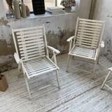 4 white wooden garden chairs