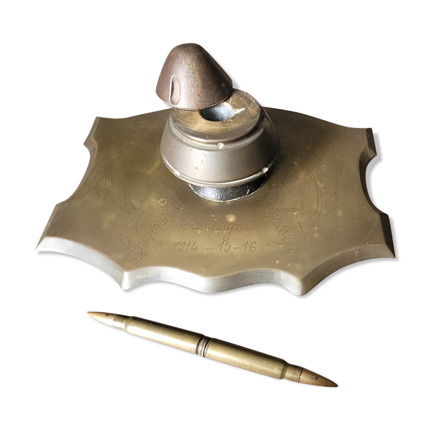 Inkwell old 1st World War Brass