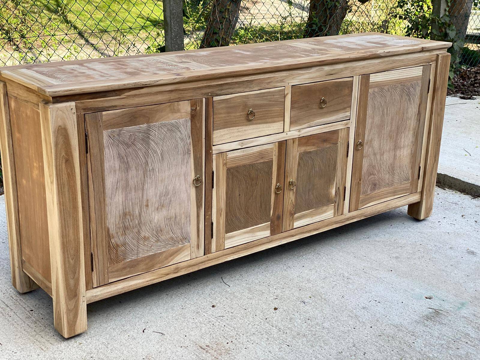 Renovated Scandinavian sideboard in solid raw oak 180cm